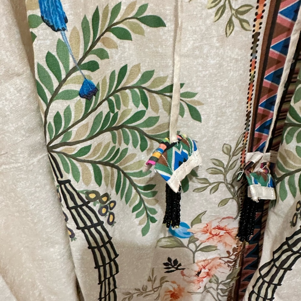 Agha Noor Floral Long Sleeve Dress with Colorful Accents Size M - Picture 2 of 5
